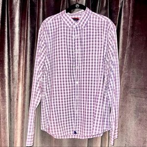 Untuckit Purple and White Checkered Long Sleeved Shirt L